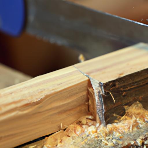 Quá trình cắt và gia công gỗ để tạo hình cho kệ bếp bằng gỗ.