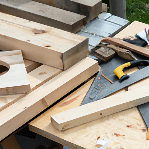 Công cụ và vật liệu cần thiết để xây dựng nhà gỗ bằng que đè lưỡi.