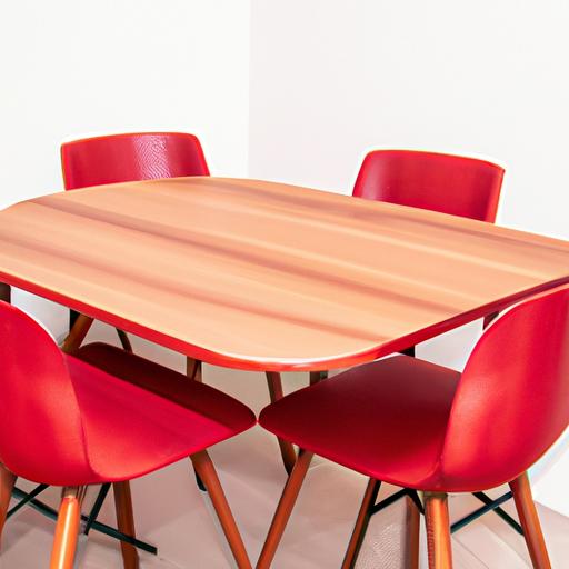 Hình ảnh một bàn ăn gỗ gõ đỏ được bao quanh bởi những chiếc ghế phù hợp, hoàn hảo cho khu vực ăn uống hiện đại và đẳng cấp.