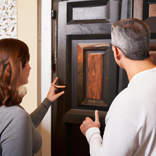 Nhà thiết kế nội thất chuyên nghiệp giúp đỡ khách hàng chọn lựa cửa gỗ công nghiệp hoàn hảo cho ngôi nhà của họ